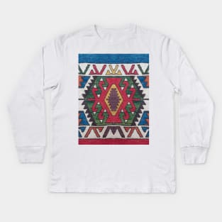 Turkish Kilim Textured Pattern Kids Long Sleeve T-Shirt